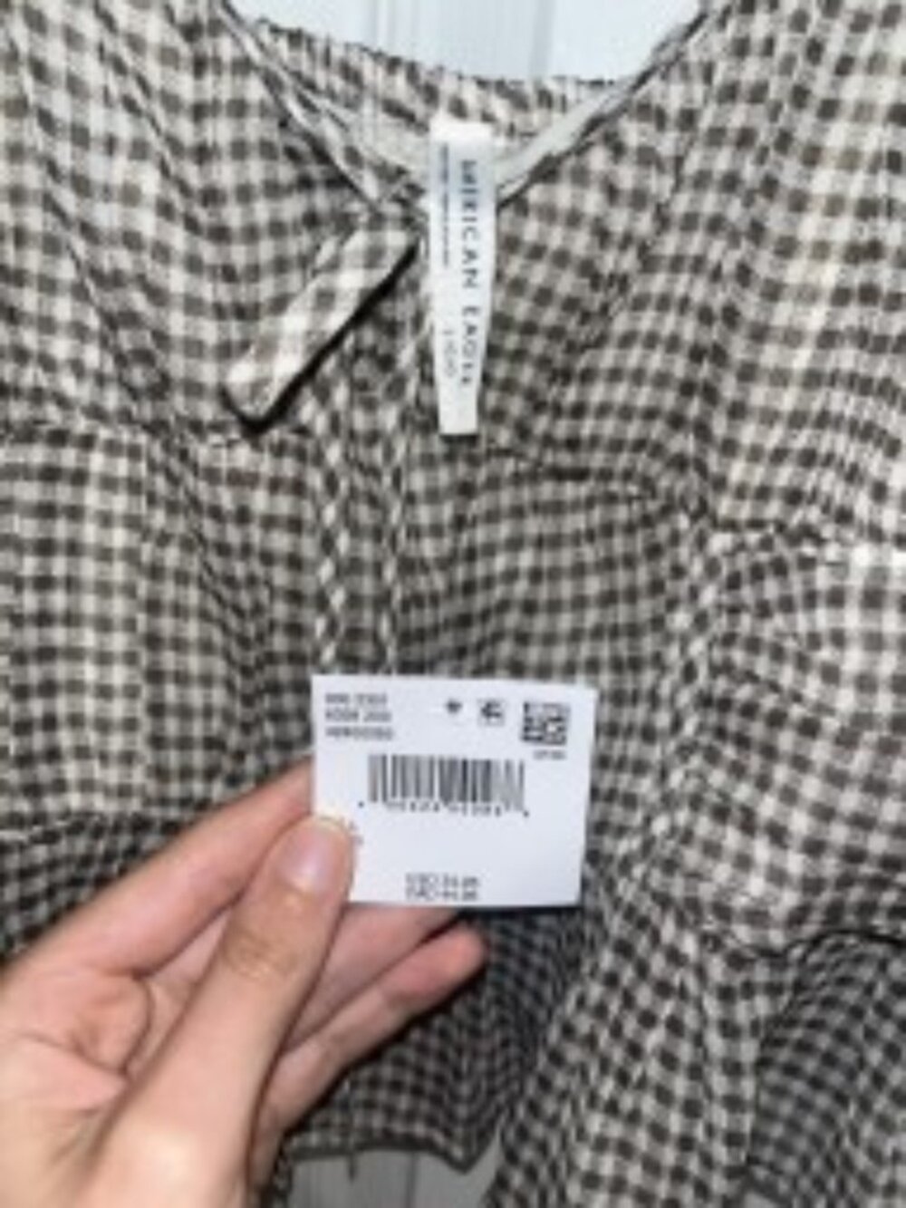 NWT American Eagle Brown White Gingham Corset Peplum Tank Top Size XL - Picture 3 of 4